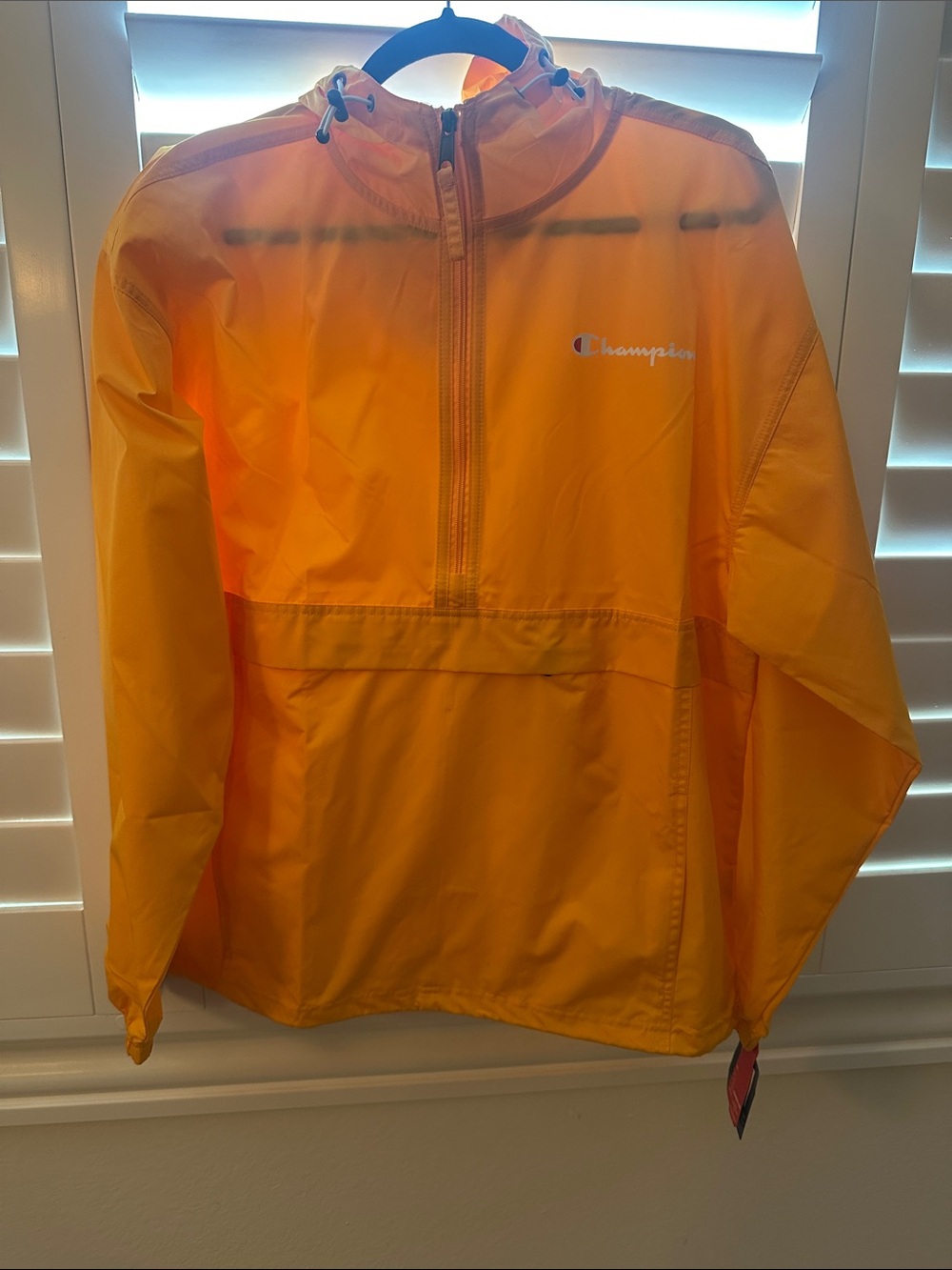 Champion Orange Half-Zip Hooded Windbreaker